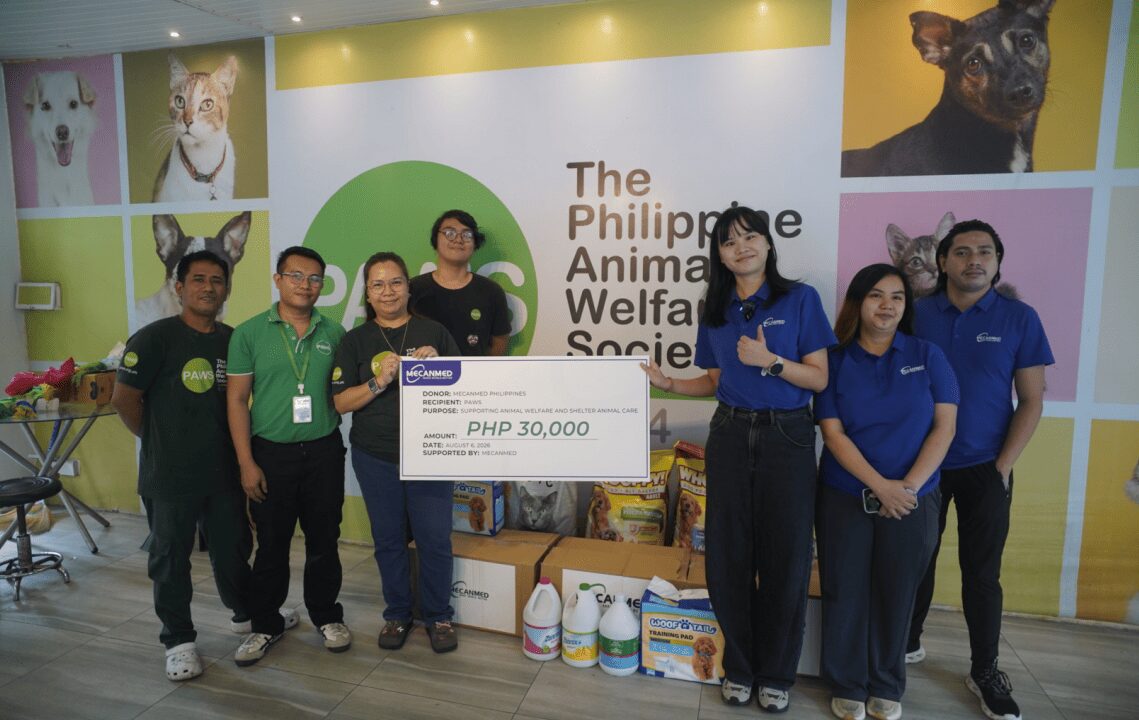 MECANMED and MECANVET Support PAWS with PHP 30,000 Donation for Rescued Animals