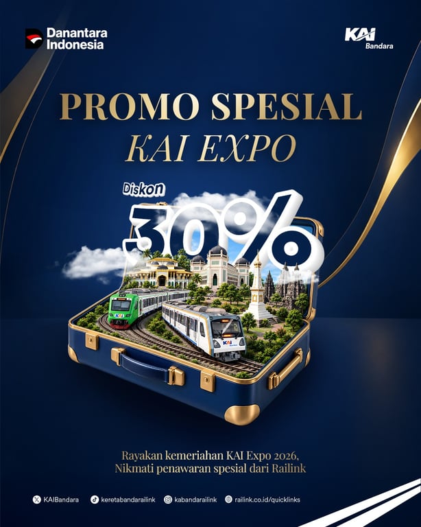 Rayakan KAI Expo 2026, KAI Bandara Hadirkan Promo Tiket hingga 30 Persen Rayakan KAI Expo 2026, KAI Bandara Hadirkan Promo Tiket hingga 30 Persen