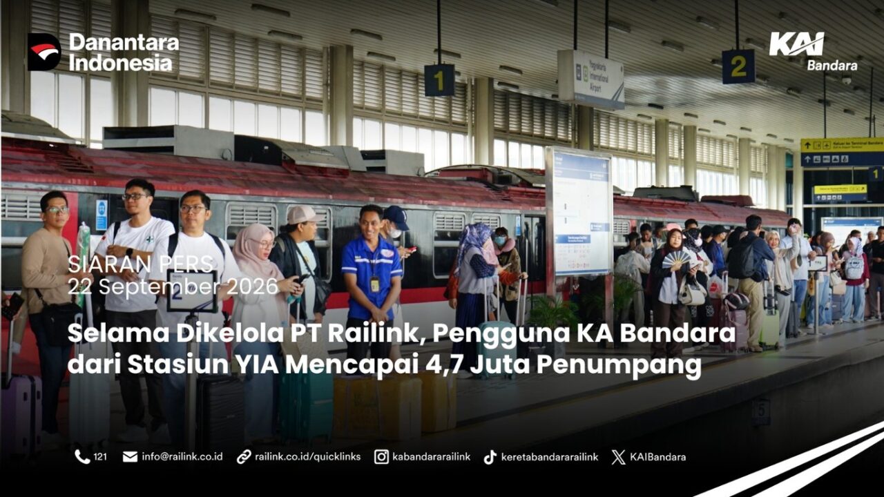 Selama dikeloal PT Railink, Pengguna KA Bandara dari Stasiun YIA Mencapai 4,7 Juta Penumpang