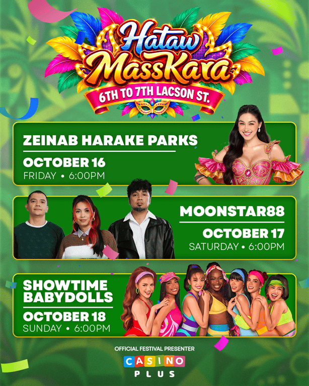 Casino Plus brings ‘Hataw MassKara’ to Bacolod as official presenter of MassKara Festival 2026; Zeinab, Moonstar88, Baby Dolls to headline 3-day concert Casino Plus brings ‘Hataw MassKara’ to Bacolod as official presenter of MassKara Festival 2026; Zeinab, Moonstar88, Baby Dolls to headline 3-day concert