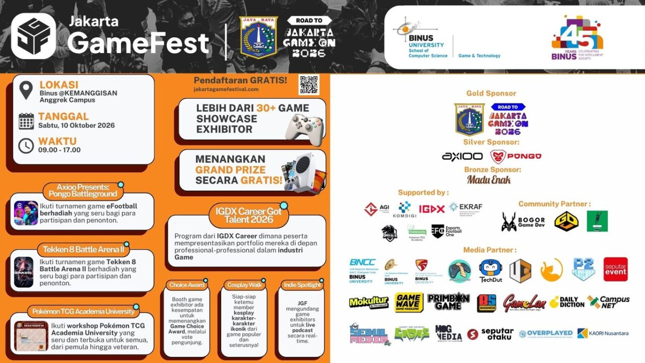 Game Application and Technology (GAT) BINUS UNIVERSITY Gelar Jakarta GameFest 2026 (JGF): Pameran Game, Indie Spotlight, eSport Community dengan Hadiah hingga Jutaan Rupiah!