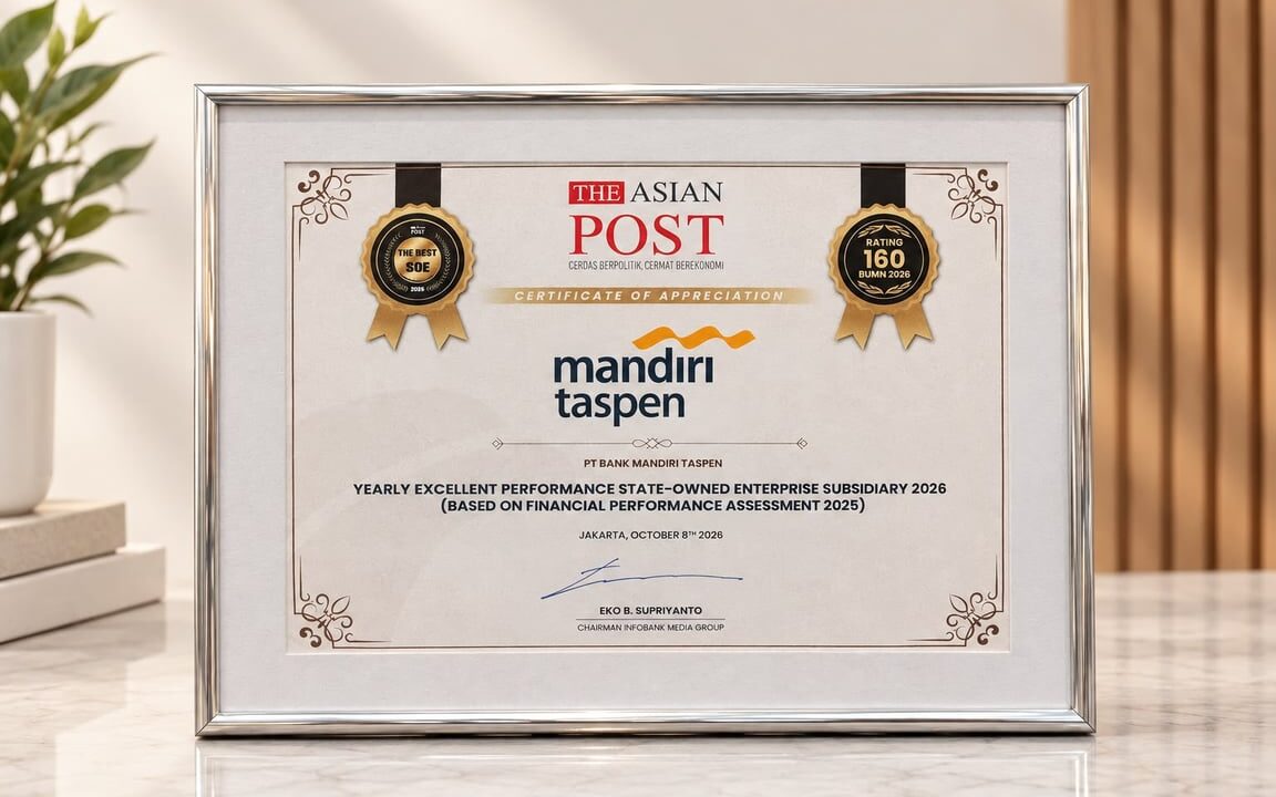 Kinerja 2025 Diakui, Bank Mandiri Taspen Raih Yearly Excellent Performance 2026