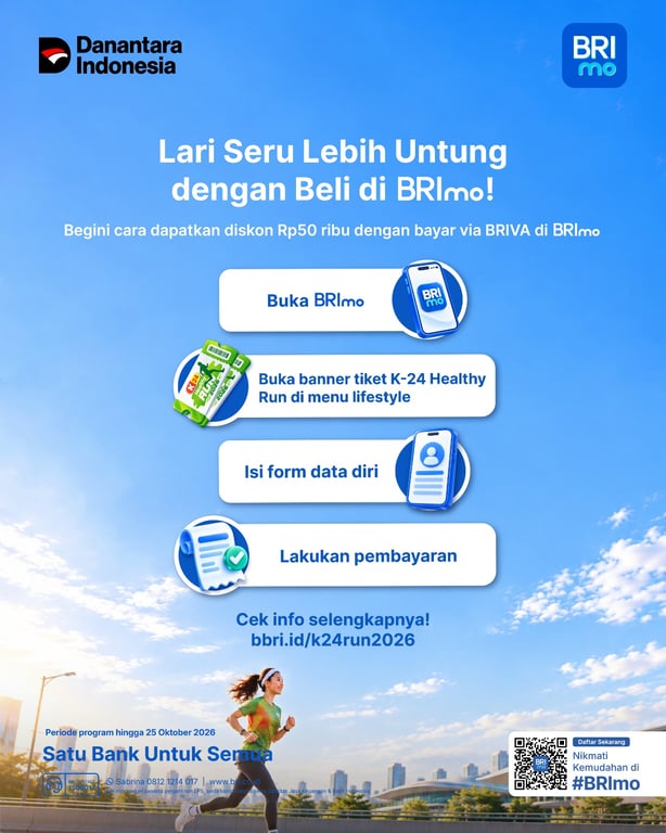 Dukung Gaya Hidup Aktif, BRI Region 11 Yogyakarta Hadirkan Promo Tiket K24 Run 2026 melalui BRImo Dukung Gaya Hidup Aktif, BRI Region 11 Yogyakarta Hadirkan Promo Tiket K24 Run 2026 melalui BRImo